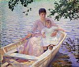 Edmund Charles Tarbell Mother and Child in a boat painting